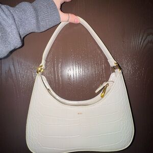 JW PEI Ivory Croc-Embossed Shoulder Bag